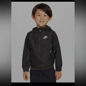 Nike Toddlers Windbreaker Jacket 2T | Black Hooded Zip-Up Lightweight Coat